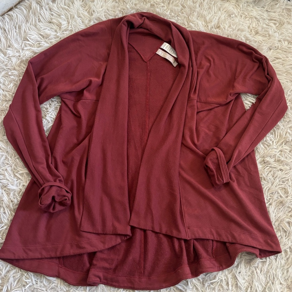 Athleta Maroon Open Front Cardigan